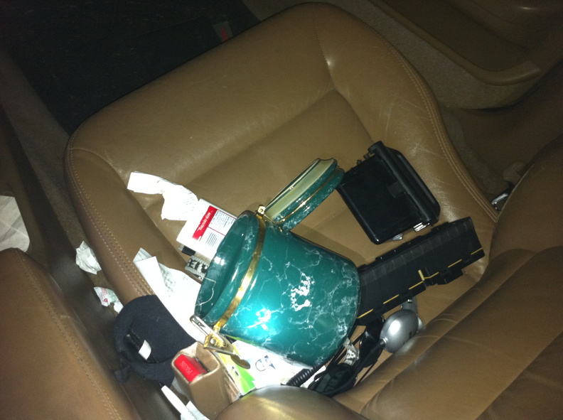 They had enough time to dig around in everything. Odd given that I woke up for work at 4:30 AM and my roommates went to bed around 2:00 AM. No evidence either factory or aftermarket alarm went off - means I must not have armed it that night >. RifledThrough.jpg
